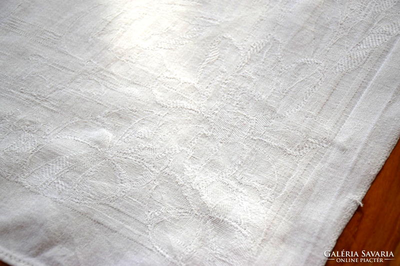 Old antique art deco linen damask napkin tea towel tablecloth swans 105 x 53