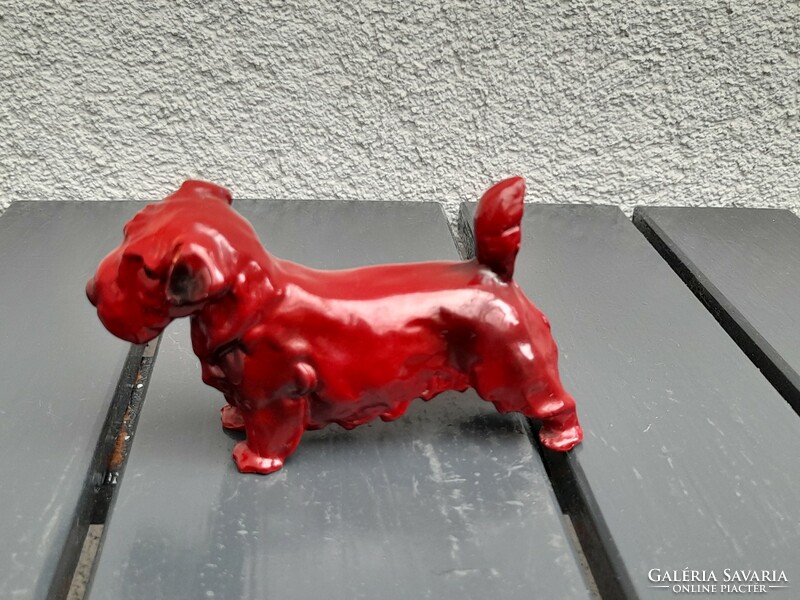 Beautiful very rare antique royal doulton red eosin glaze fox terrier porcelain dog