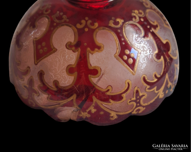 Sötétrubin antik cseh zománcozott kupa