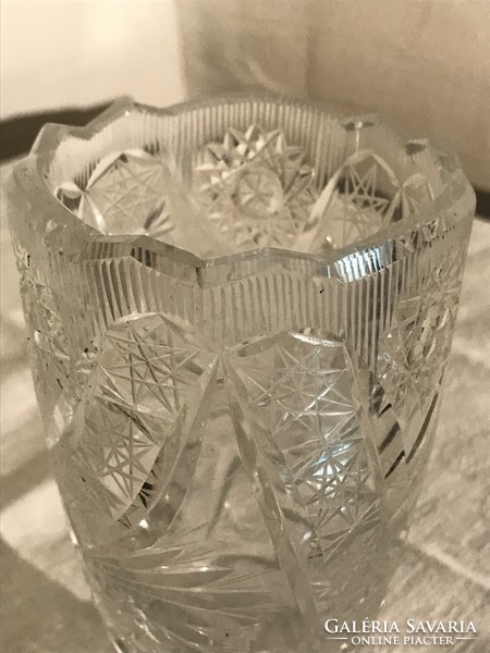 Old Czech carved crystal vase