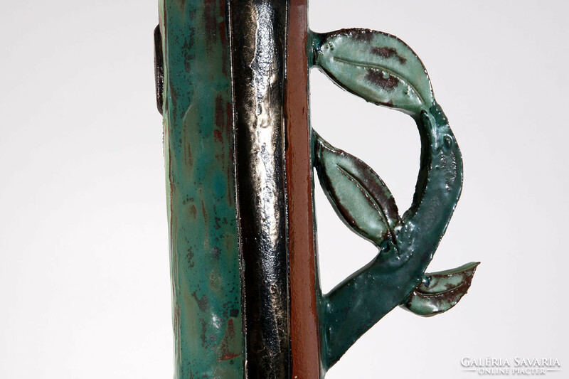 Parrot on the pole 100cm | luster-glazed ceramic 26x26cm polished base flower corner flower garden