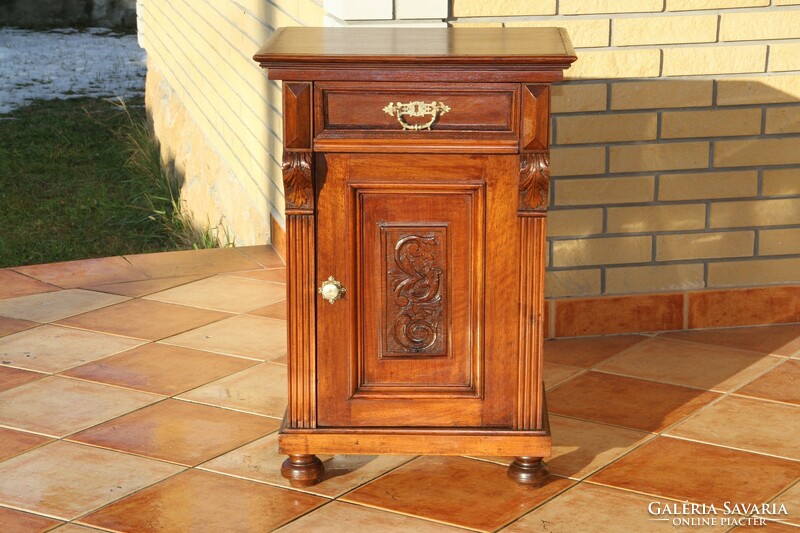 Old German carved bedside table