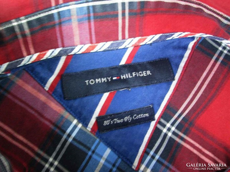 Original tommy hilfiger (s) elegant checkered long sleeve men's shirt