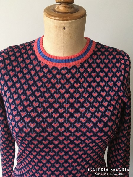 New m&s collection (marks&spencer) colorful, heart pattern knitted sweater, hoodie xs/s, 36, uk8