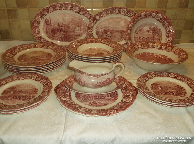 Palissy thames river scenes 24-piece English porcelain tableware