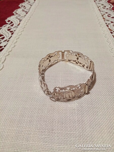 Old marked French silver bracelet / bangle 18 cm long 1.8 cm wide 16 gr graduation!