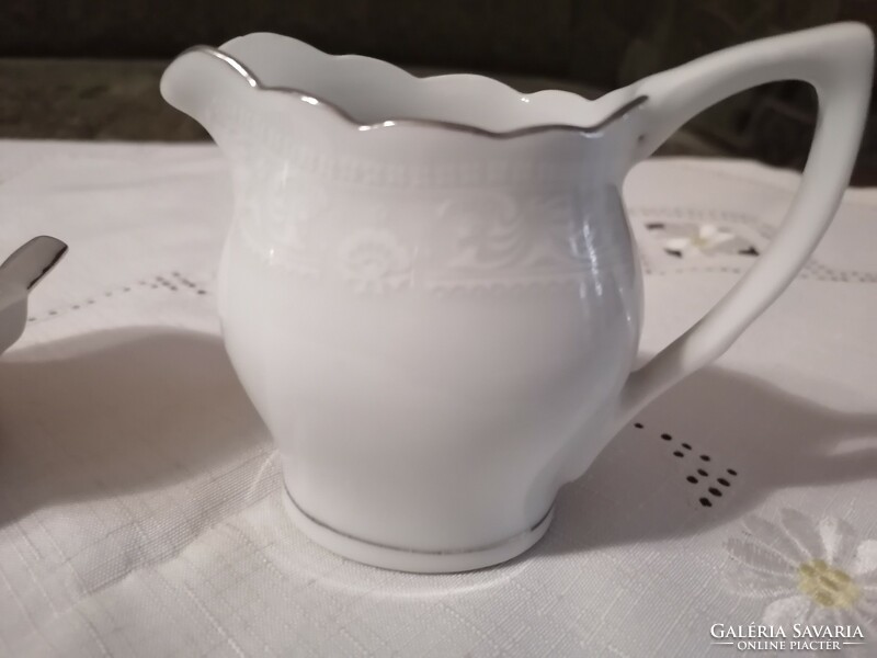 Porcelain sugar bowl and milk spout