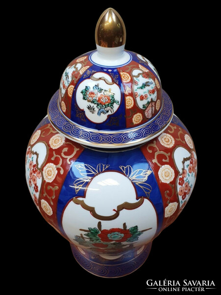 GOLD IMARI jelzett japán porcelán fedelesváza