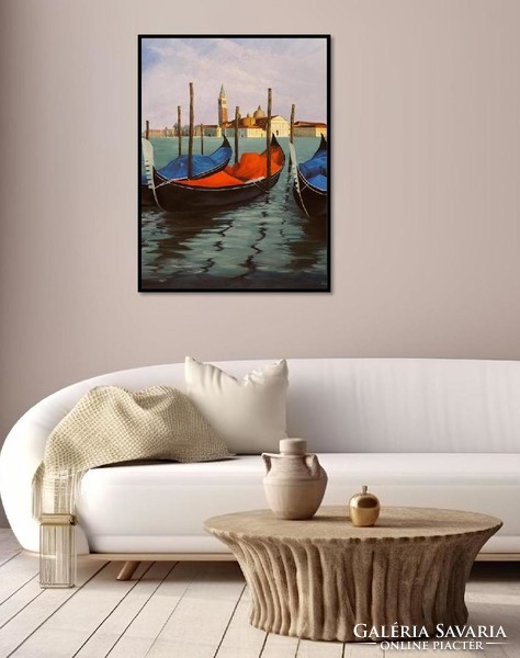 Venetian gondolas - painting
