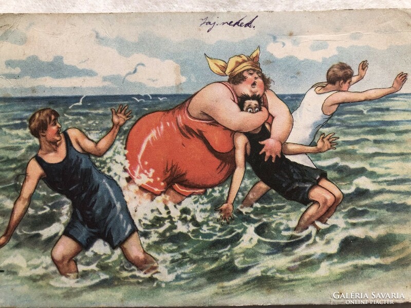 Antique, old humorous graphic postcard -5.