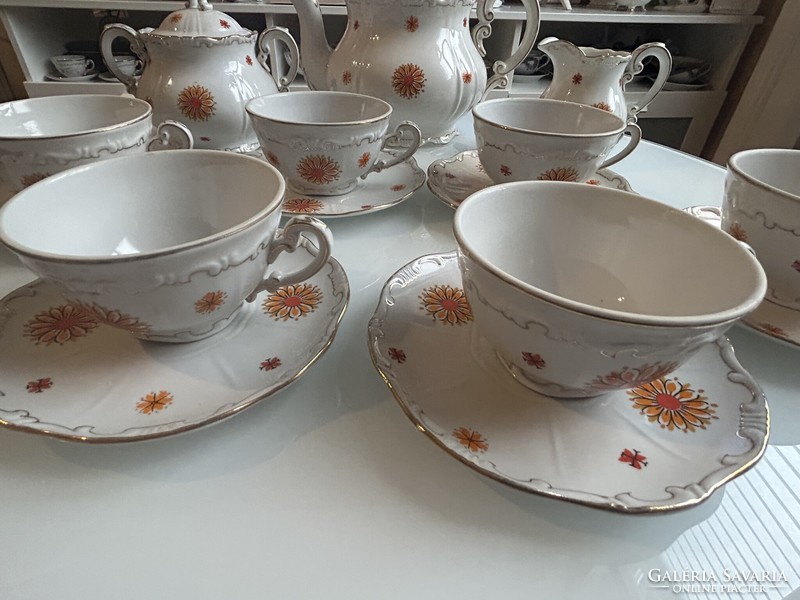 Rare! Zsolnay gerbera pattern tea set with shield seal