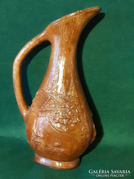 Hunter's scene plaster jug with imitation of old wood