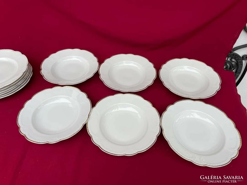 Rare Zsolnay pearl tableware soup bowl deep plate steak serving flat plate