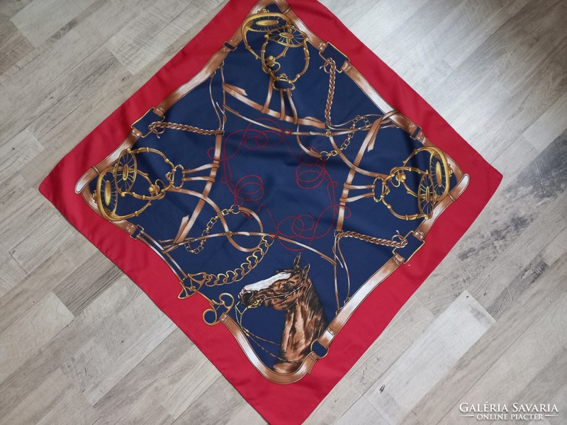 Trevira shawl with vintage equestrian pattern