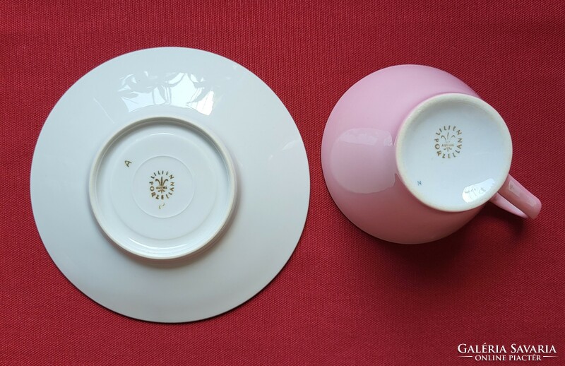 Lilien Austria Austrian porcelain coffee tea set cup saucer plate pink purple