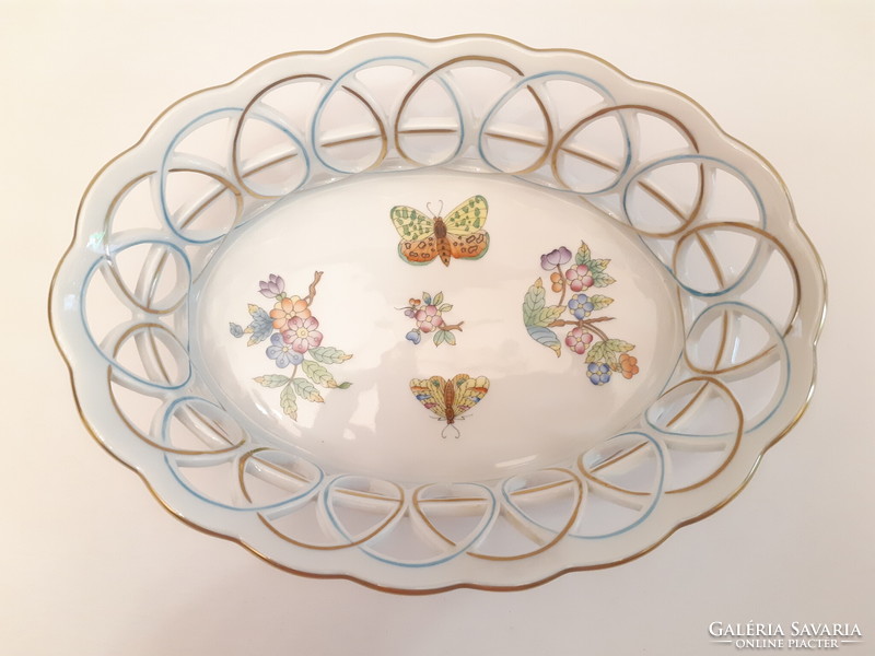 Vbo Herend Victoria pattern openwork bowl offering porcelain