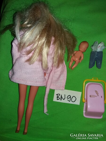 Eredeti MINŐSÉGI SIMBA állapotos Barbie baba ÚJSZÜLÖTT BABÁVAL BABAHORDOZÓVAL a képek szerint BN 90