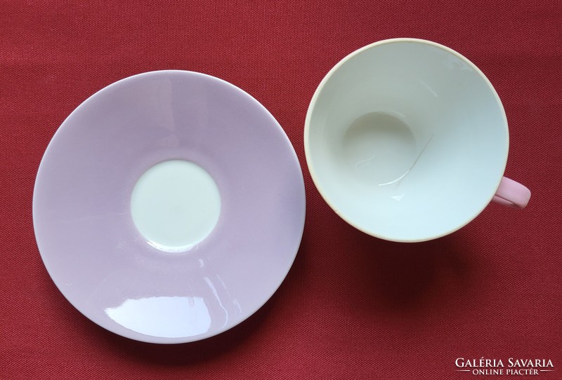 Lilien Ausztria osztrák porcelán kávés teás szett csésze csészealj tányér rózsaszín lila