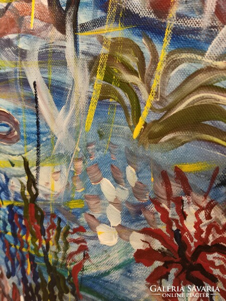 "Óceán kedden" olaj vászon modern nonfiguratív absztrakt festmény