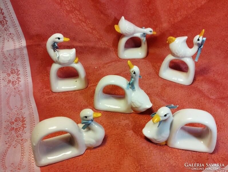 6 Pcs. Porcelain duck table napkin ring