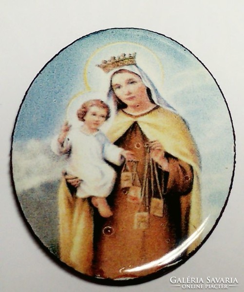Fire enamel pendant with crowned virgin mother, waving baby, without frame