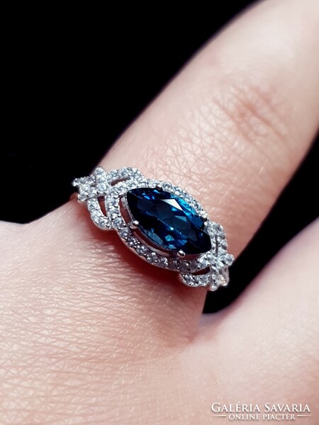 A beautiful silver ring with a sapphire stone
