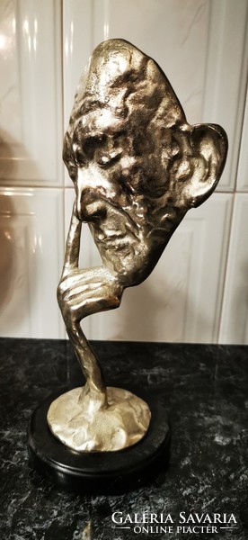 Thinking man - silver color - abstract bronze sculpture