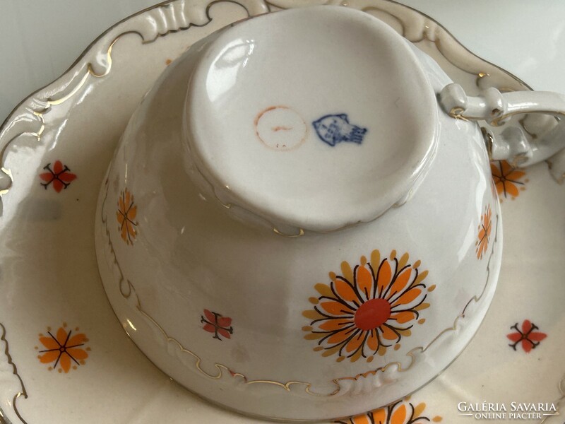 Rare! Zsolnay gerbera pattern tea set with shield seal