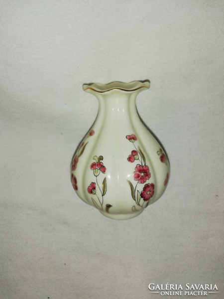 Zsolnay, chipped, hand-painted flower pattern vase