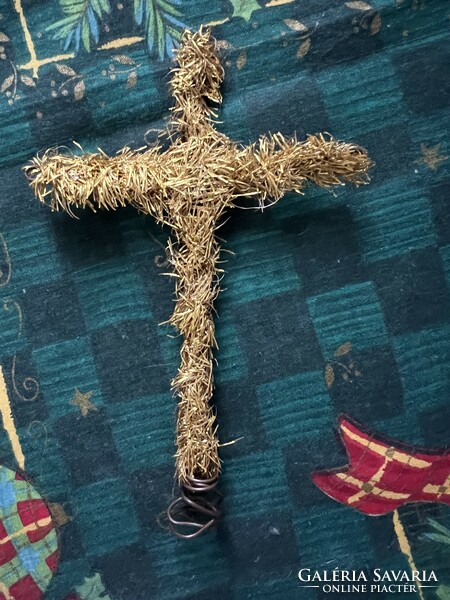Antique gold cross Christmas tree top decoration
