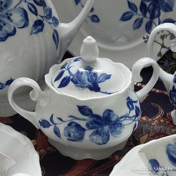 Reichenbach tea set decorated with cobalt blue flowers