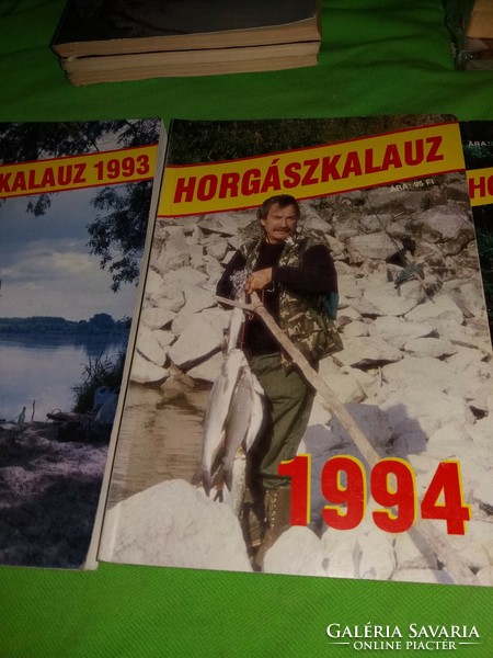 1990-1999 HORGÁSZKALAUZ évkönyvek kalendáriumok 9 db szép állapotban egyben a képek szerint