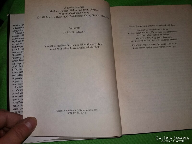1985 Marlene Dietrich :Tiétek az életem... életrajzi könyv a képek szerint ZENEMŰ