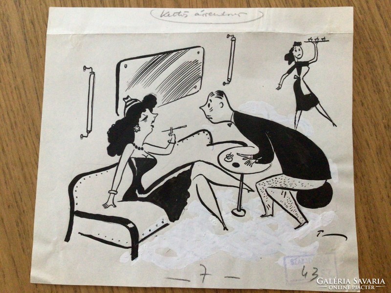 Tibor Toncz's original caricature drawing of the free mouth. For sheet 