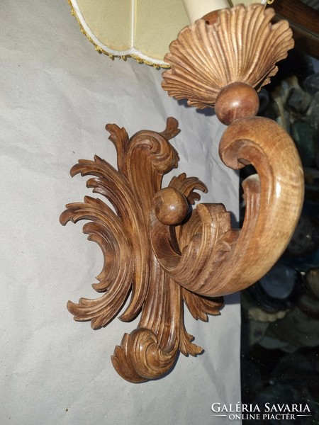 2 old wooden carved wall arms