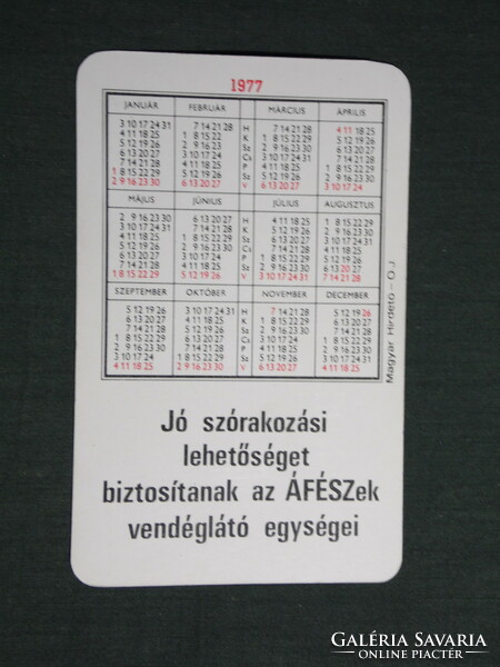 Card calendar, Tolna county catering company, Szekszárd, graphic designer, restaurant, 1977, (4)