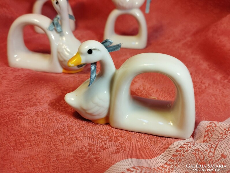 6 Pcs. Porcelain duck table napkin ring