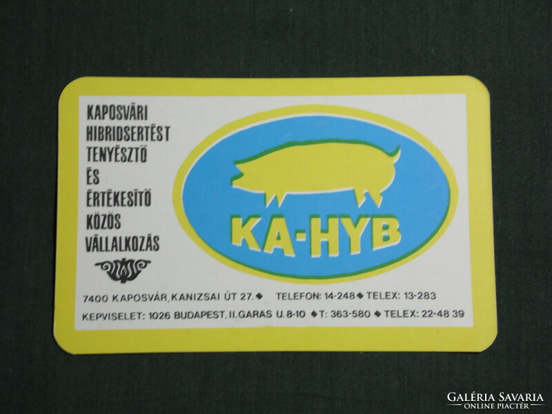 Kártyanaptár,KA-HYB ,Kaposvár Hibridsertést tenyésztő vállalat,grafikai rajzos, 1977,   (4)