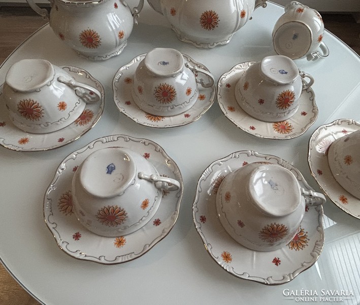 Rare! Zsolnay gerbera pattern tea set with shield seal