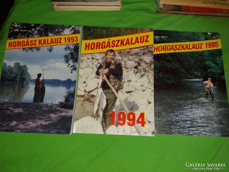 1990-1999 HORGÁSZKALAUZ évkönyvek kalendáriumok 9 db szép állapotban egyben a képek szerint