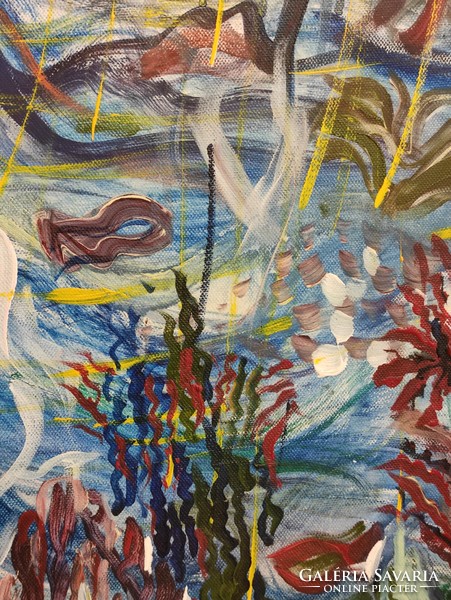 "Óceán kedden" olaj vászon modern nonfiguratív absztrakt festmény