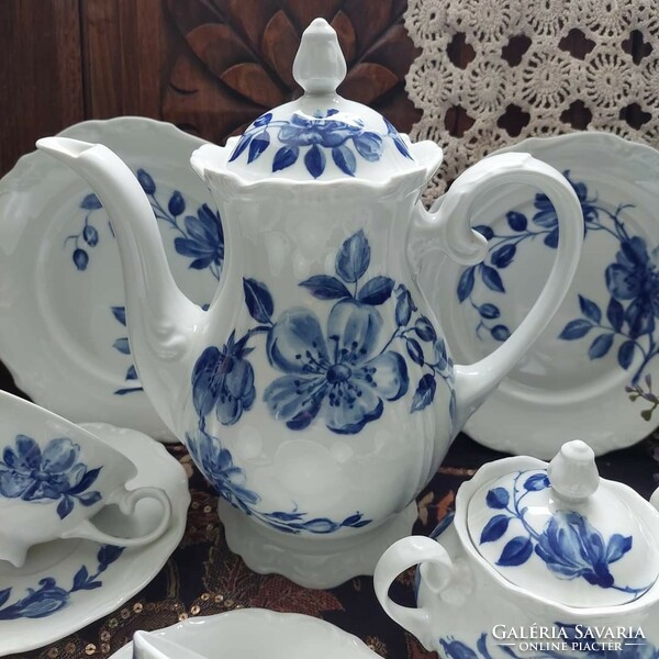 Reichenbach tea set decorated with cobalt blue flowers