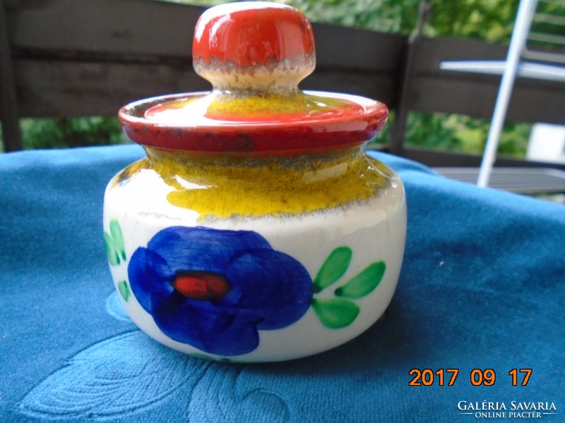 Zeller ceramic numbered hand-painted majolica sugar bowl with fun colors