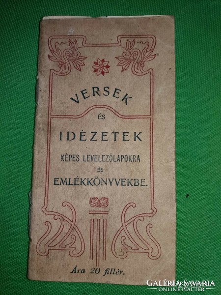 1901. EXTRÉM ritka minikönyv : Versek és Idézetek a képek szerint Várnay L. könyyvnyomda SZEGED