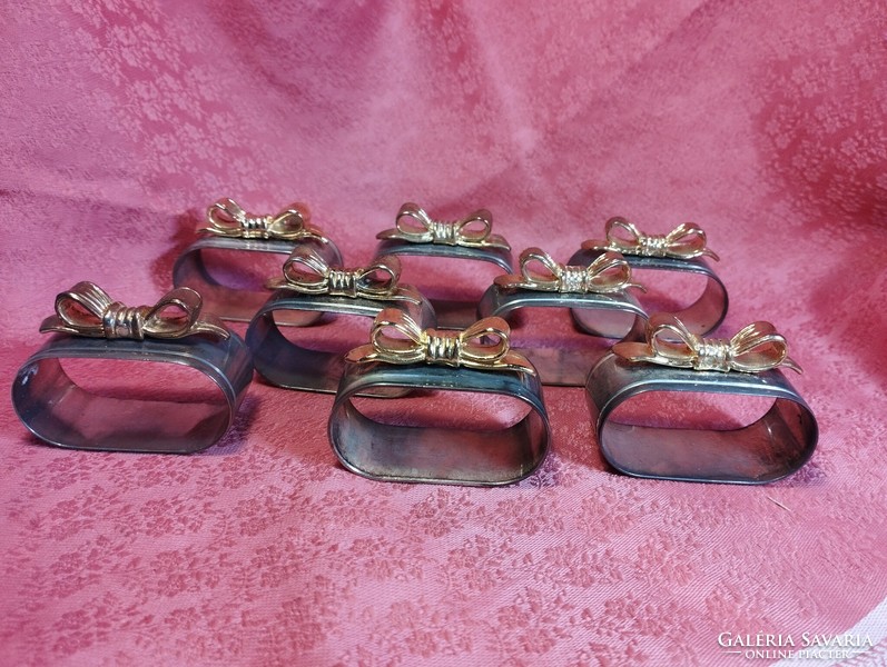 8 Pcs. Gold-silver metal napkin ring with bow