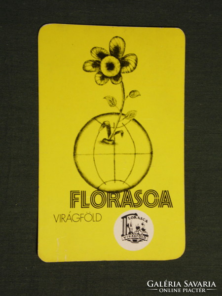 Kártyanaptár,Florasca virágföld,Sopron talajerő gazdálkodási váll,grafikai rajzos, 1977,   (4)