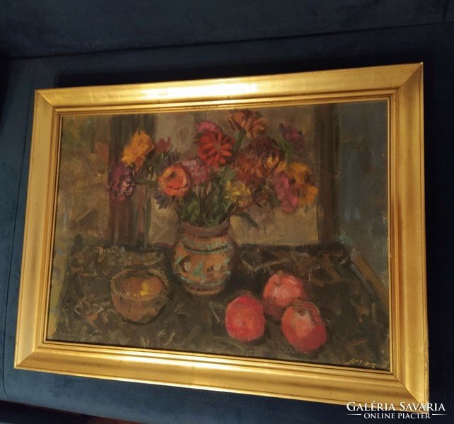 Fruit flower still life 48 x 69 + frame