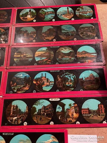 Laterna magica glass image slide cities old