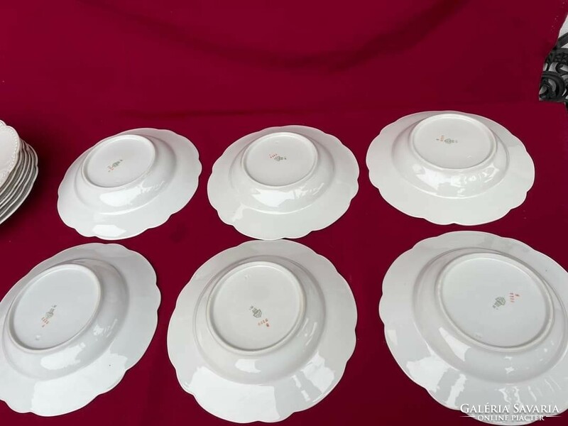 Rare Zsolnay pearl tableware soup bowl deep plate steak serving flat plate