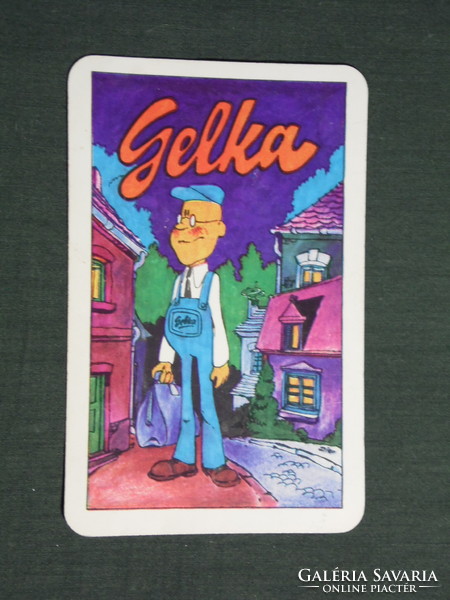 Kártyanaptár, Gelka rádió televízió szerviz, grafikai rajzos, reklám figura, 1977,   (4)
